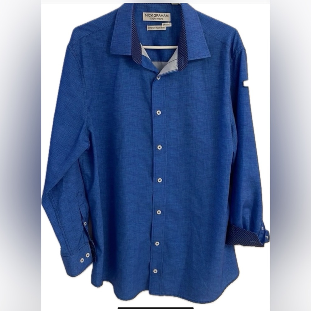 Nick Graham Everywhere  , Stretch modern fit button-down shirt.